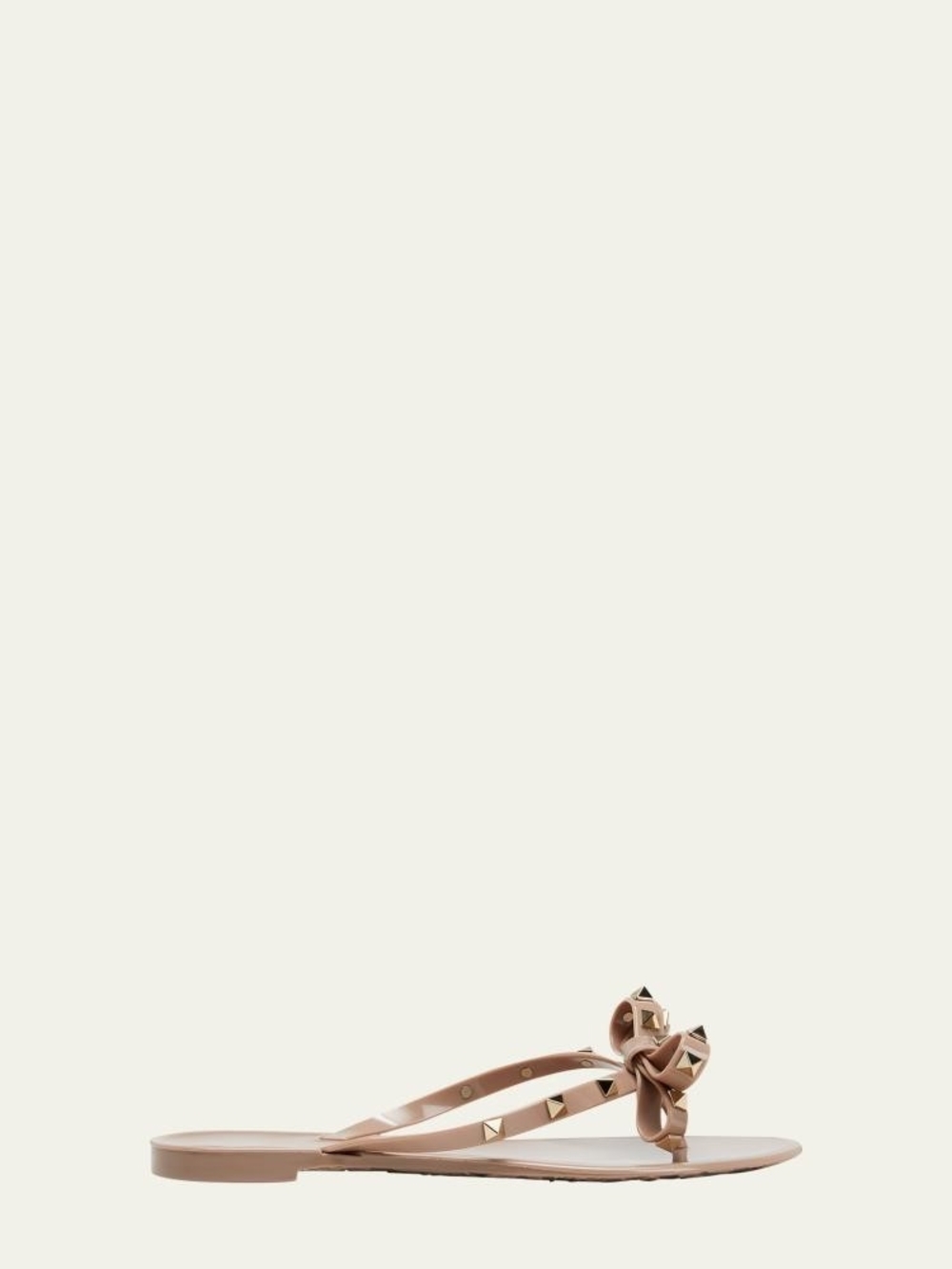 Valentino Garavani Beige Studded Bow Thong Sandals - Picture 6 of 11